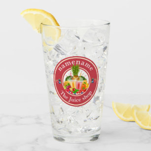 コールドプレスジュースSmoothiesフルーツショップのロゴ名 タンブラーグラス