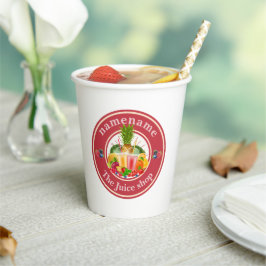 コールドプレスジュースSmoothiesフルーツショップスタッフ名 紙コップ