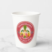 コールドプレスジュースSmoothiesフルーツショップスタッフ名 紙コップ (正面)