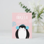 コールドペンギンの雪の結晶 冬の誕生日招待状 招待状 (スタンド正面)