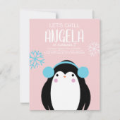 コールドペンギンスノーフレークスウィンター誕生日招待状 招待状 (正面)