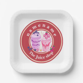 コールドヨーグルトスムージー果汁ショップのロゴ名 ペーパープレート