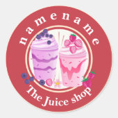 コールドヨーグルトスムージー果汁ショップのロゴ名 ラウンドシール (正面)