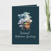 コールドロンおもしろいヴィンテージ怖いほうき魔女ハロウィーン カード (正面)