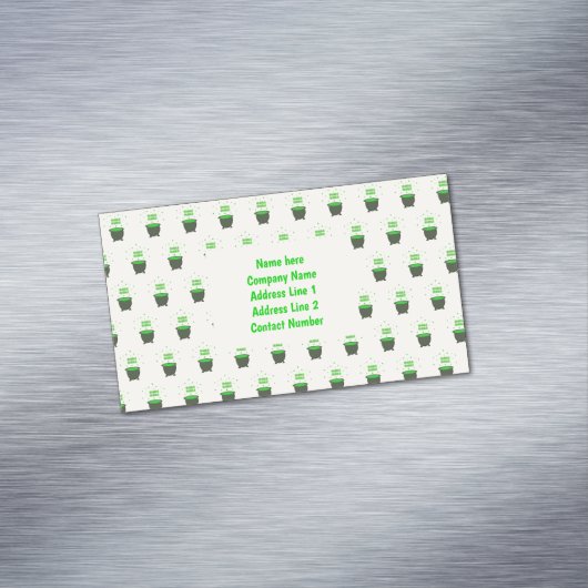 コールドロンと泡立つ緑の醸造ハロウィーンカスタム マグネット名刺 (インサイチュ)