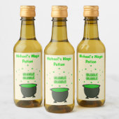 コールドロンと泡立つ緑の醸造ハロウィーンカスタム ワインラベル (ボトル)