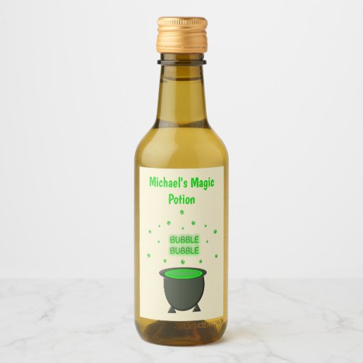 コールドロンと泡立つ緑の醸造ハロウィーンカスタム ワインラベル (正面)