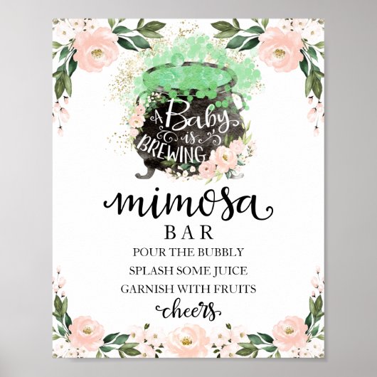 コールドロンハロウィーンベビーシャワーミモサバーサイン ポスター (正面)