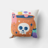 コールドロン不気味幽霊キャンドルハロウィンアートデザイン クッション (裏面)