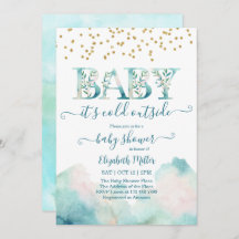 コールド外男女兼用赤ちゃんシャワー招待状