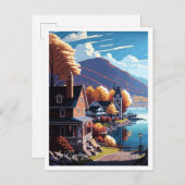 コールド春ズニューヨークヴィンテージ旅行イラストレーション ポストカード (正面/裏面)