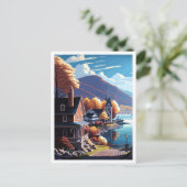 コールド春ズニューヨークヴィンテージ旅行イラストレーション ポストカード (スタンド正面)