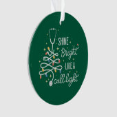 コールナイトのように明るく輝くナースクリスマスおもしろい オーナメント (正面)