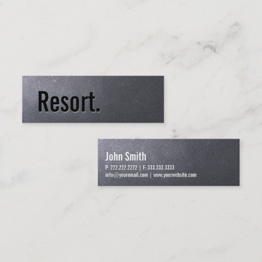 コールブラックリゾートミニマリストタイポグラフィ スキニー名刺 (正面/裏面)
