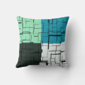 コールホワイトティール（緑がかった色）グリーンアクアブルーモダンパターン クッション (裏面)