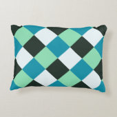 コールホワイトティール（緑がかった色）グリーンブルーアクアターコイズプレイド アクセントクッション (裏面)