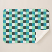 コールホワイトティール（緑がかった色）グリーンブルーアクアターコイズプレイド シェルパブランケット (正面(横))