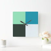 コールホワイトティール(緑がかった色)グリーンブルーアクアターコイズ スクエア壁時計 (ホーム)