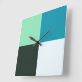 コールホワイトティール(緑がかった色)グリーンブルーアクアターコイズ スクエア壁時計 (傾斜)