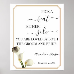 コールリリー左右のサインで席を結婚選ぶ ポスター