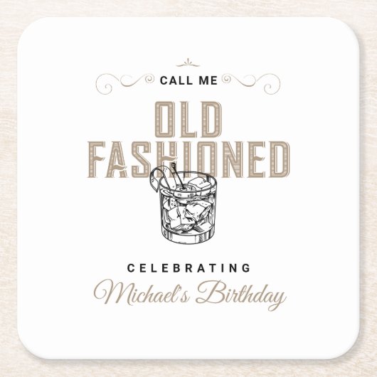 コール私の古いファッションドレトロホワイトウイスキー誕生日 スクエアペーパーコースター (正面)