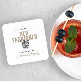 コール私の古いファッションドレトロホワイトウイスキー誕生日 スクエアペーパーコースター