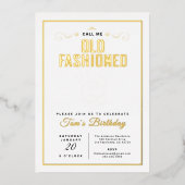 コール私の古いファッションドレトロホワイトウイスキー誕生日 箔招待状 (正面)