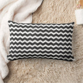 コール黒シェブロンパターン ランバークッション (ブランケット)