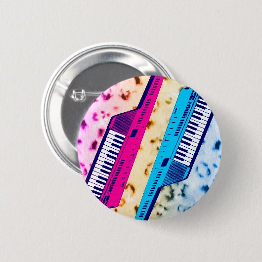 コーレイタイガー80のレトロキータルネオンスノーヒョウ 缶バッジ (正面&裏面)