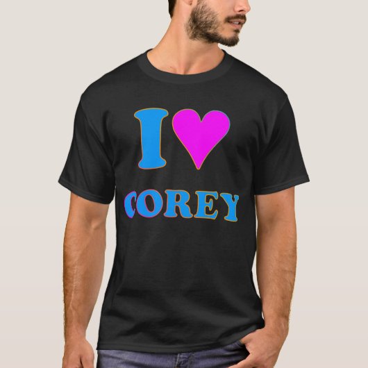 コーレイタイガー80のレトロI LOVE COREY Tシャツ (正面)