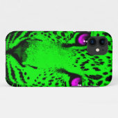 コーレイタイガー80sネオンヒョウ顔（緑） Case-Mate iPhoneケース (裏面(横))