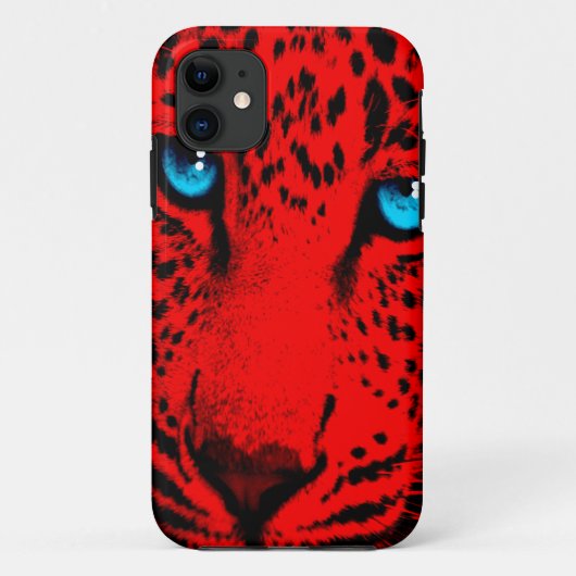 コーレイタイガー80sネオンレオパード顔（赤） Case-Mate iPhoneケース (裏面)