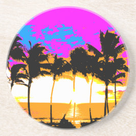 コーレイタイガー80sレトロヴィンテージパームツリーズサンセット コースター