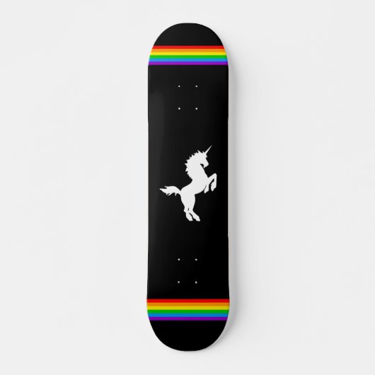 コーレイタイガー80sレトロヴィンテージユニコーンレインボーブラック スケートボード (正面)