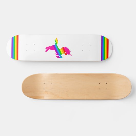 コーレイタイガー80sレトロヴィンテージユニコーンレインボーホワイト スケートボード (横)