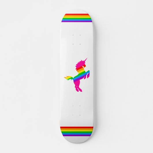 コーレイタイガー80sレトロヴィンテージユニコーンレインボーホワイト スケートボード (正面)
