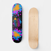 コーレイタイガー80sヴィンテージニューウェーブネオン（ばちゃばちゃ）跳ねる スケートボード (正面)