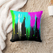 コーレイタイガー80sヴィンテージネオン絵を描ドリップ クッション (ブランケット)