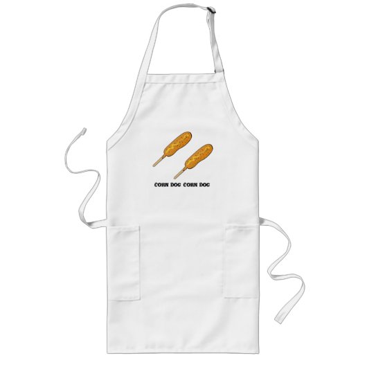コーンおもしろいドッグ引用文おもしろいモダン ロングエプロン (正面)