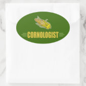 コーンおもしろい 楕円形シール (バッグ)