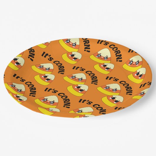 コーンだ！キャンディーコーンハロウィーン ペーパープレート (アングル)