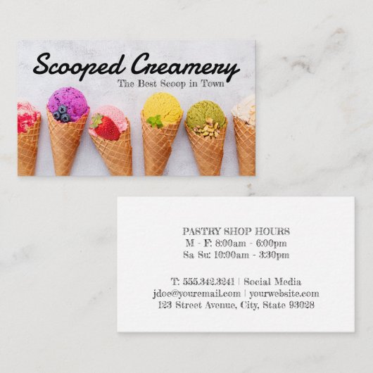 コーンにアイスクリームをスクープ 名刺 (正面/裏面)