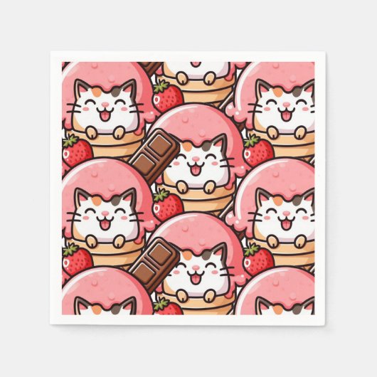 コーンの中の猫 スタンダードカクテルナプキン (正面)