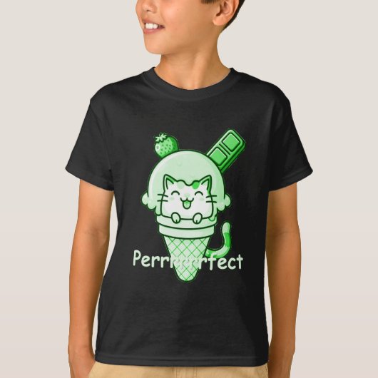 コーンの完全な緑の猫 Tシャツ (正面)