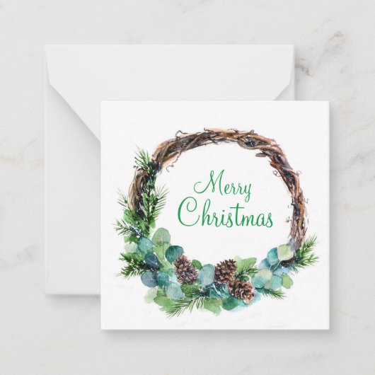 コーンの水彩 wreath ノートカード (正面)