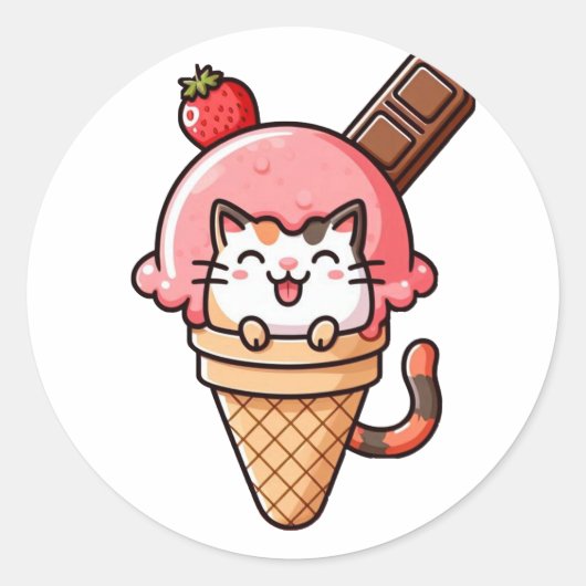コーンの猫 ラウンドシール (正面)