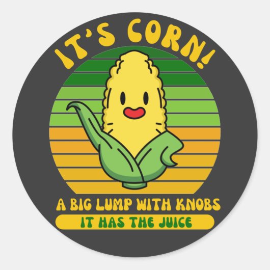 コーンは大きな塊でコブが付いてるジュース ラウンドシール (正面)