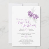 コーンは紫色の灰色の冬の結婚式の再スケジュール 招待状 (正面)