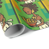 コーンをボウルに入れたアフリカ人女性 ラッピングペーパー (ロールコーナー)