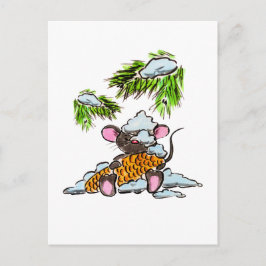 コーンを使ったクリスマスと新年のマウス ポストカード